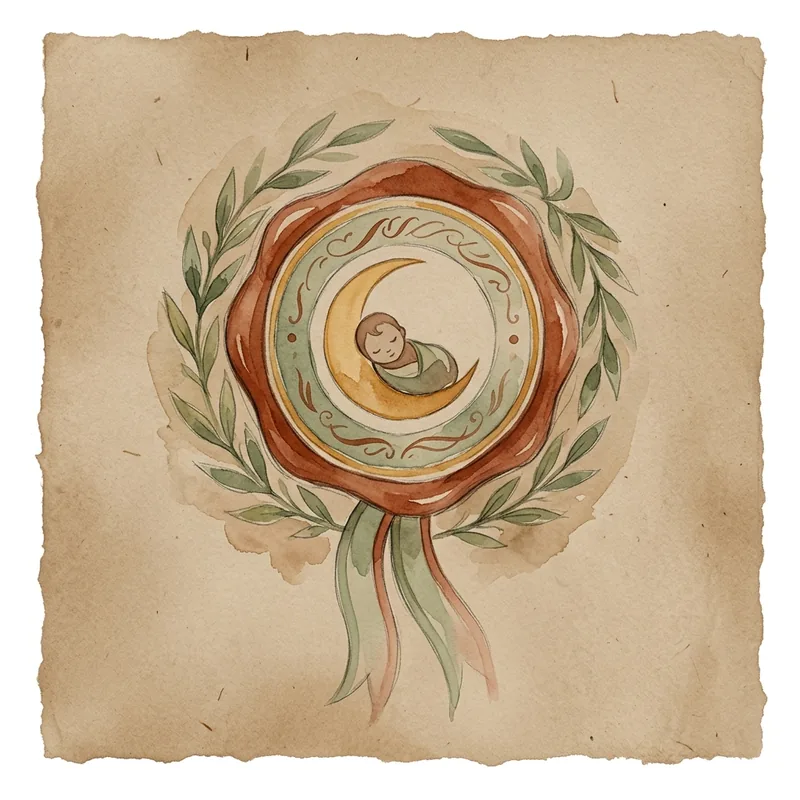 Watercolor-Siegel mit Mond und Olivenzweig — Symbol für die VGKS-Zertifizierung