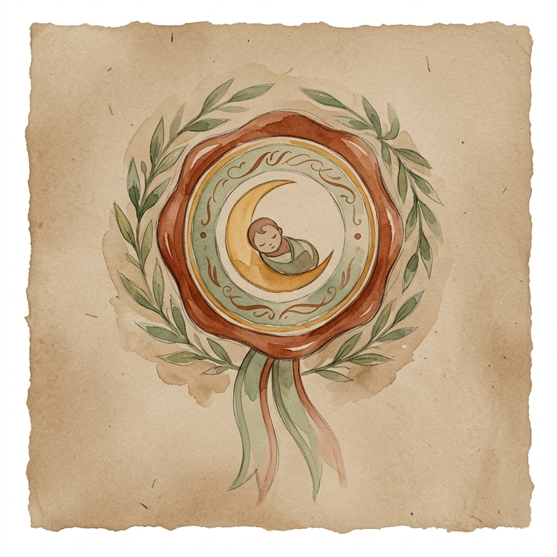 Watercolor-Siegel mit Mond und Olivenzweig — Symbol für die VGKS-Zertifizierung
